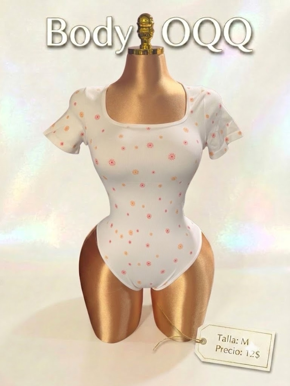 White Floral Scoop-Neck Bodysuit